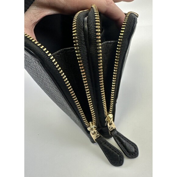 Coach Double Zip Wallet Wrislet Black Pebbled Soft Leather Small F53561 Card - Picture 10 of 16